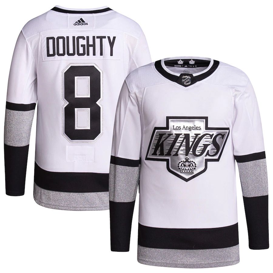 Men Los Angeles Kings 8 Drew Doughty adidas White Alternate Primegreen Authentic Pro Player NHL Jersey